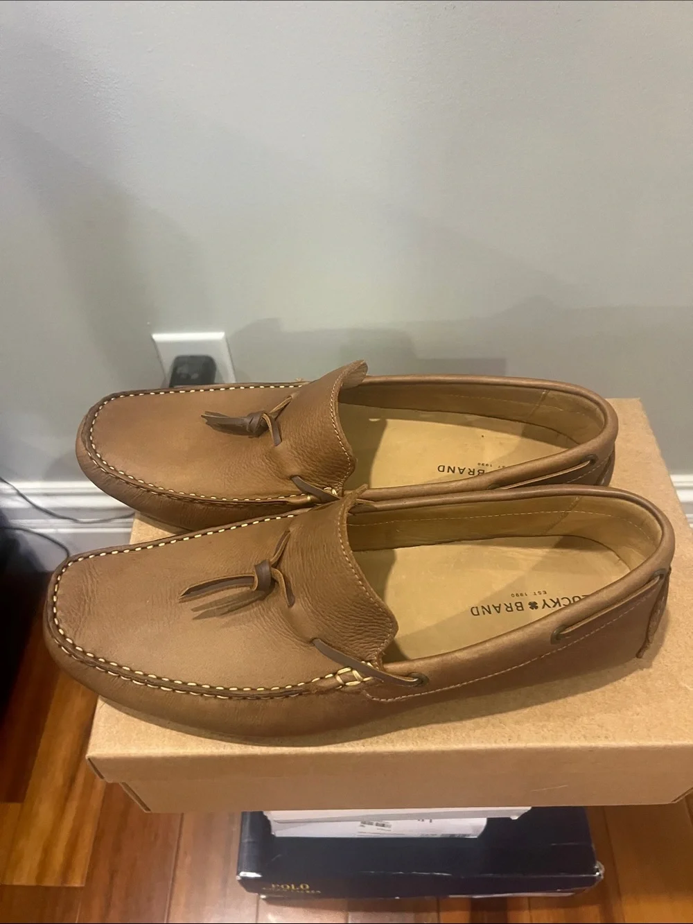 Lucky Brand Tan Leather Tassel Slip-On Loafers